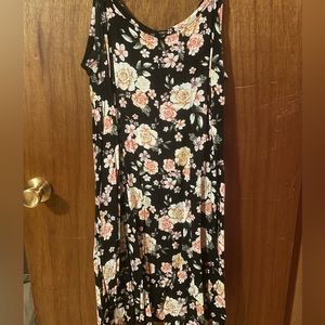 BLACK FLORAL SLIP DRESS